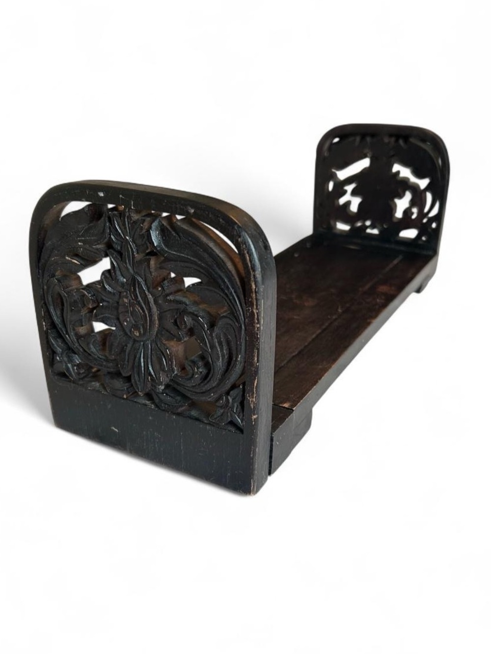 70s Vintage Cottage Bohemian Wooden Carved Book Slide